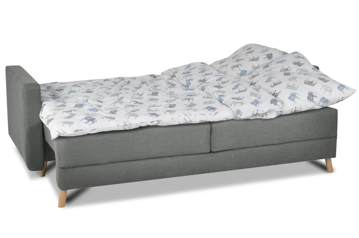 Sofa rozkładana z pojemnikiem SCANDI 218 cm szara pikowana - SCANDINEW-AUSTIN19GREY