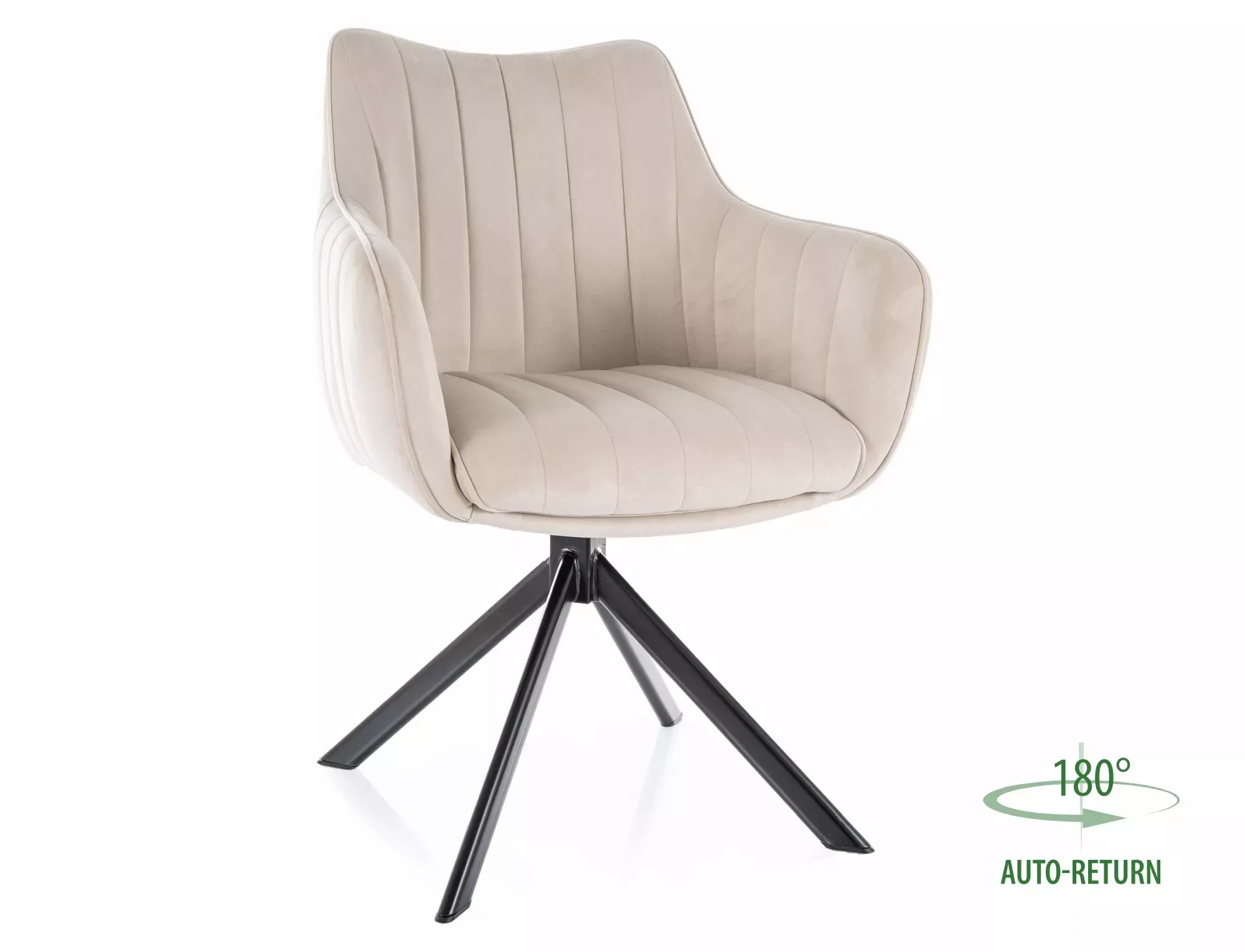 Krzesło obrotowe 180° AZALIA VELVET Bluvel 30 jasny beż czarny stelaż