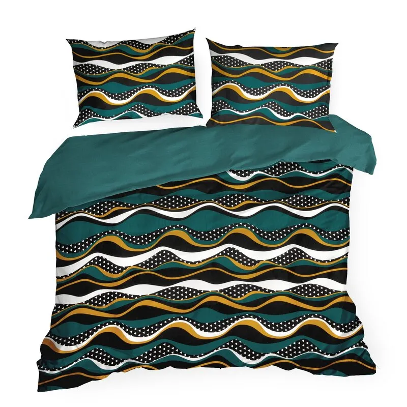 Komplet pościeli satynowej NIKA 50 160 X 200 cm Turkusowy, Musztardowy Komplet pościeli satynowej NIKA 50 160 X 200 cm Turkusowy, Musztardowy