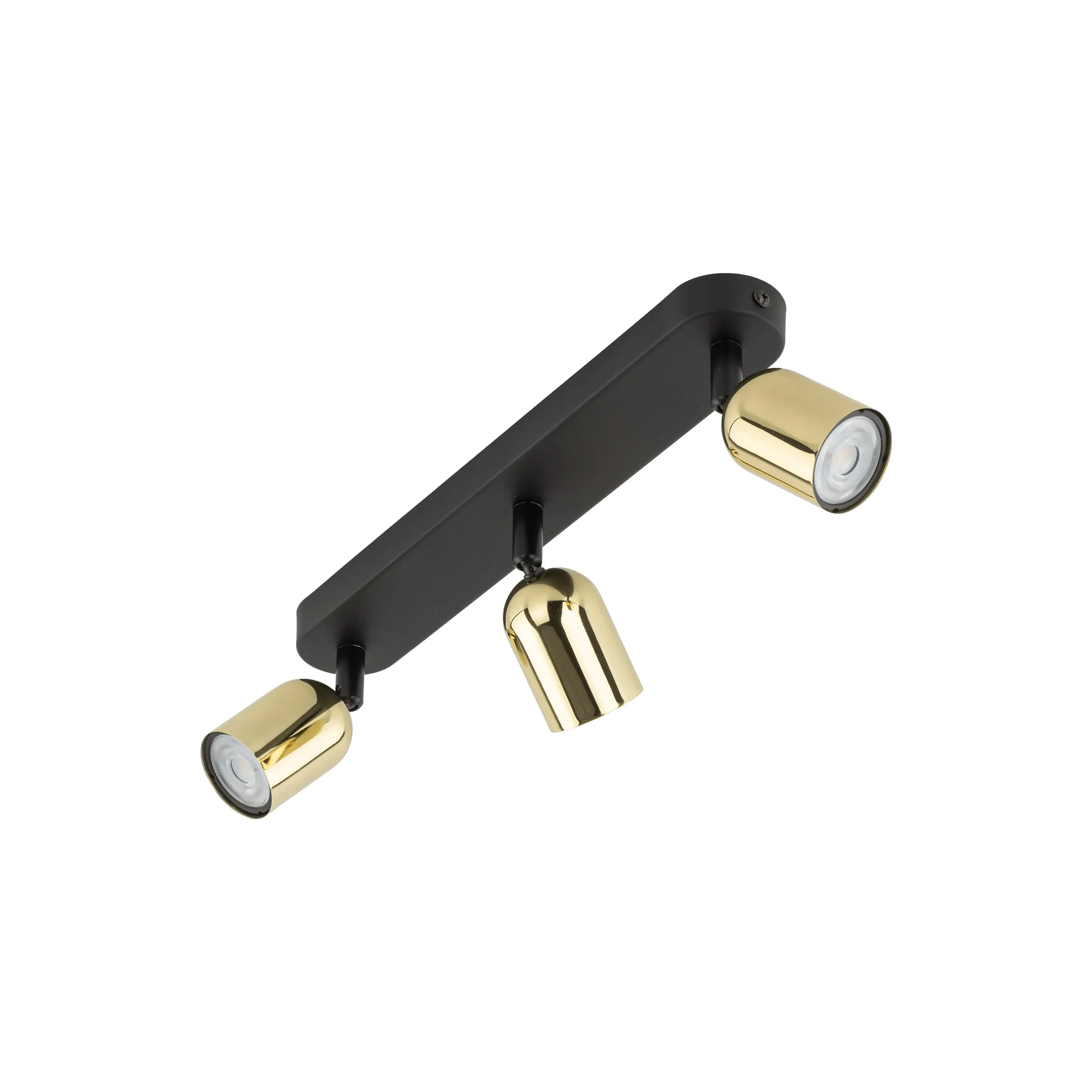 Lampa sufitowa TOP czarna ze złotymi regulowanymi reflektorami metalowa listwa 52x18x14cm - TK_6032