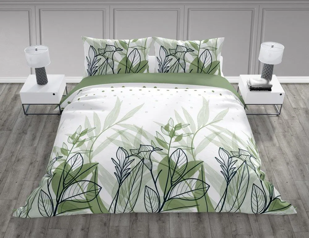 Pościel komplet TRENDY 012 bawełna 160X200+2X70X80 zielony biały - FARO_26008