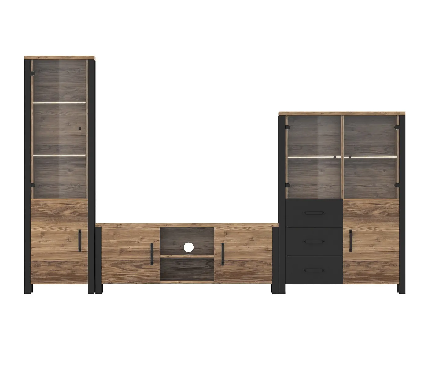 Witryna szklana OLIN 2-drzwiowa 191x56 czarna appenzeller fichte - 24ABJC05