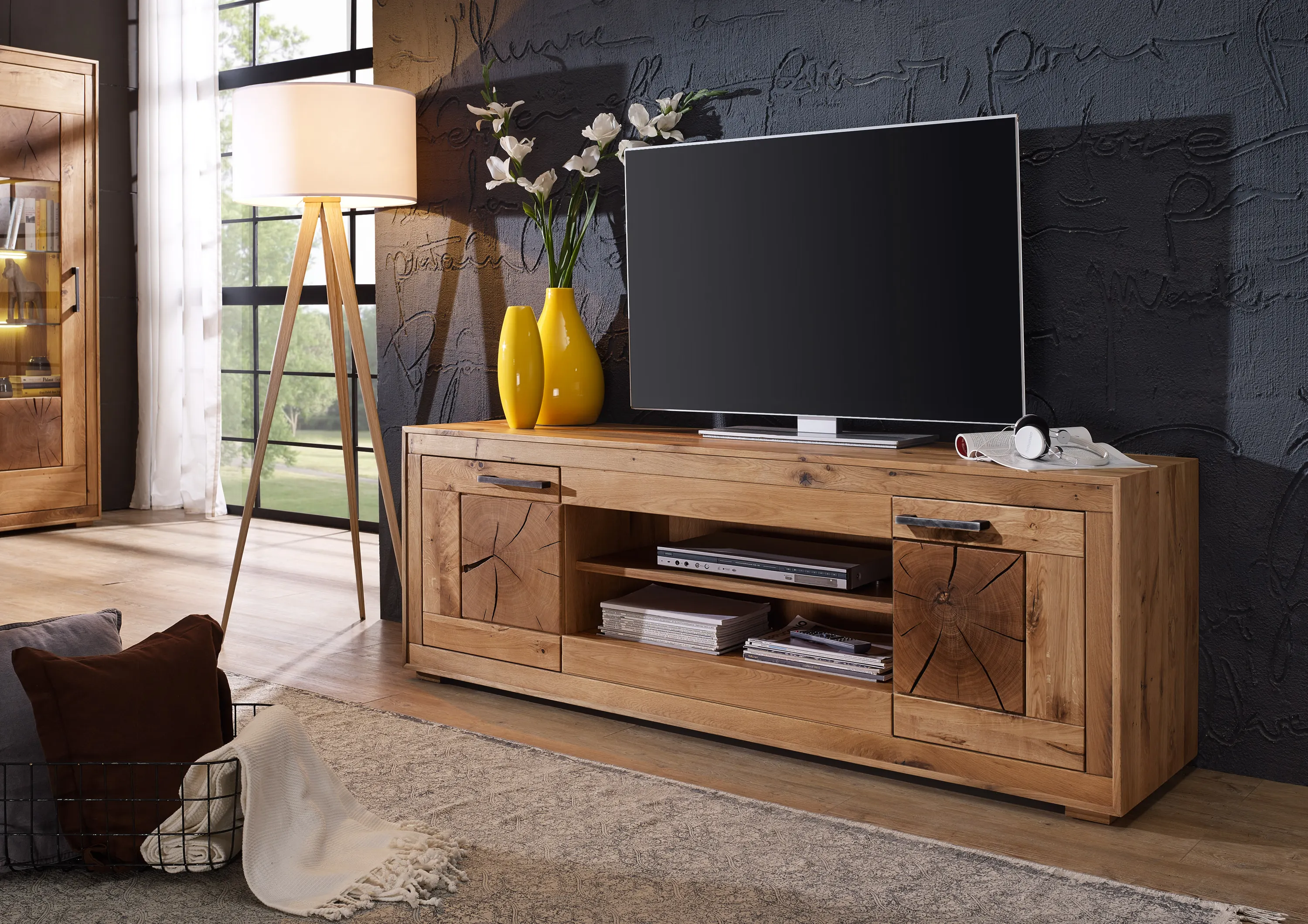 Szafka RTV IV Cornflower dębowa 2-drzwiowa 200cm - GK_1033152211