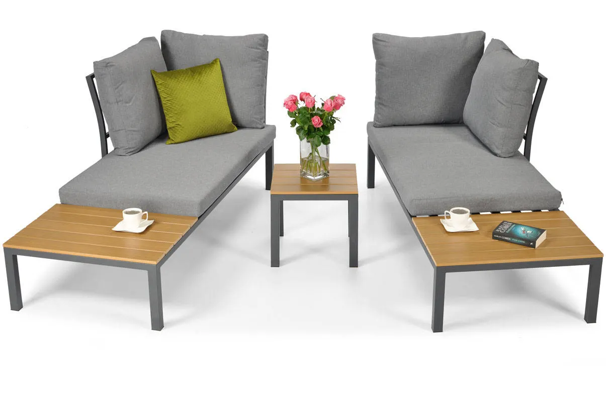 Narożnik ogrodowy modułowy LAGOS 181 cm ze stolikiem szary - FE5906948124530