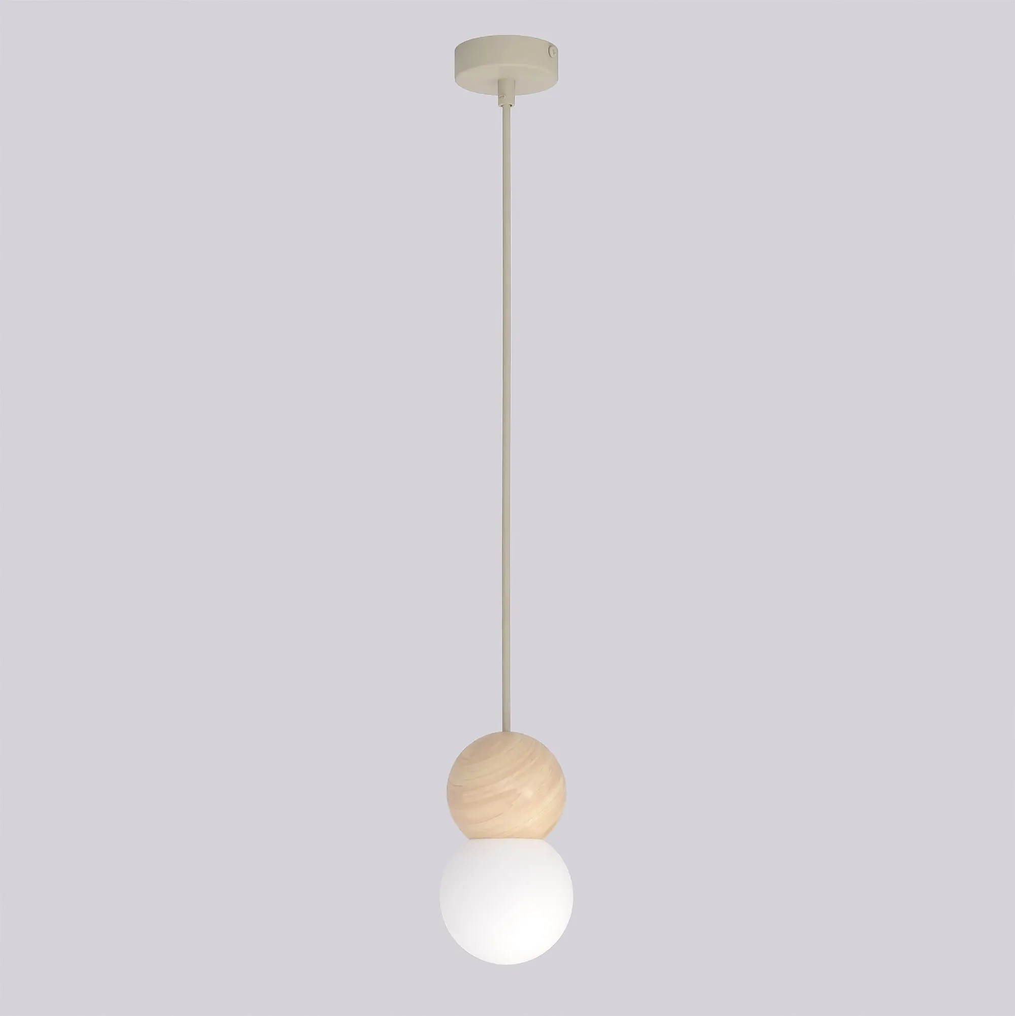Lampa wisząca LOOP 1 MOKKA beżowy drewno biały
