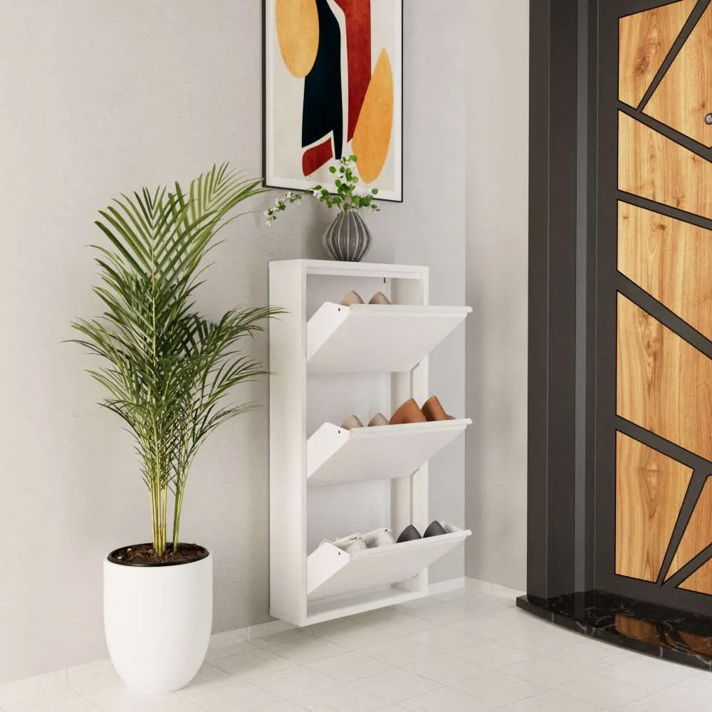 Szafka na buty metalowa 3 PIECE 50x103 cm biała — zdjęcie 7