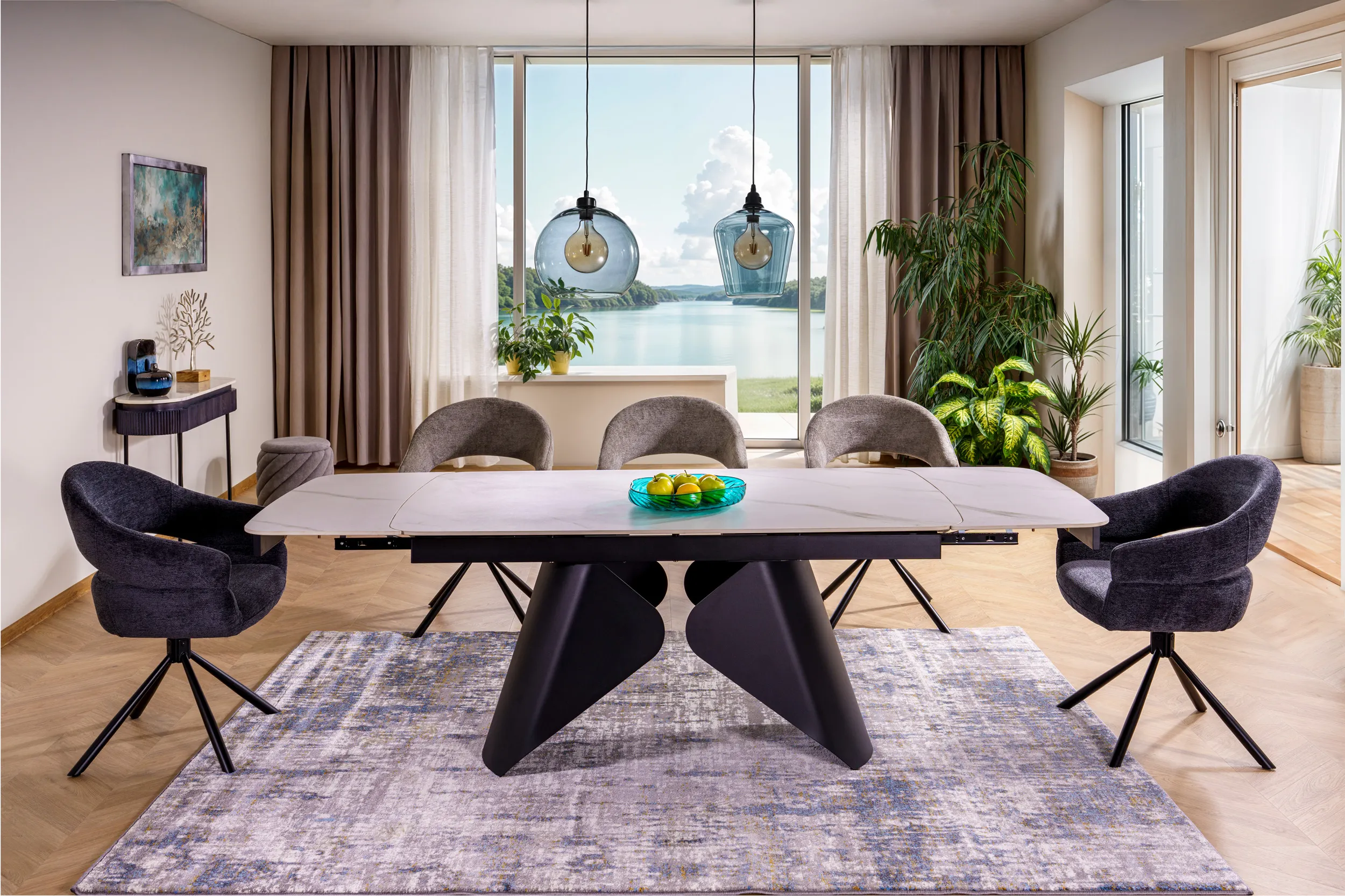 Stół rozkładany ARMANDO 90x160(240) ceramiczny blat biały mat stelaż czarny mat - ARMANDOBC160