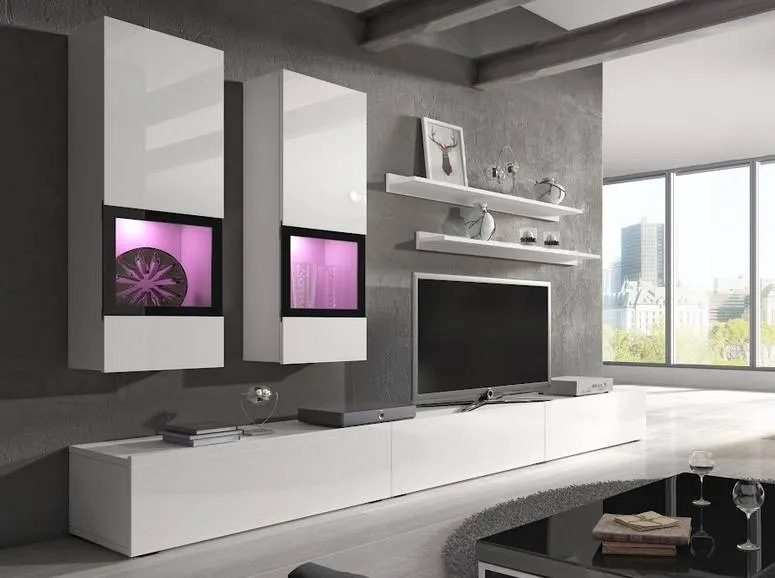 Meblościanka 5-częściowa BAROS 10 biało-czarna Meblościanka 5-częściowa BAROS 10 biało-czarna