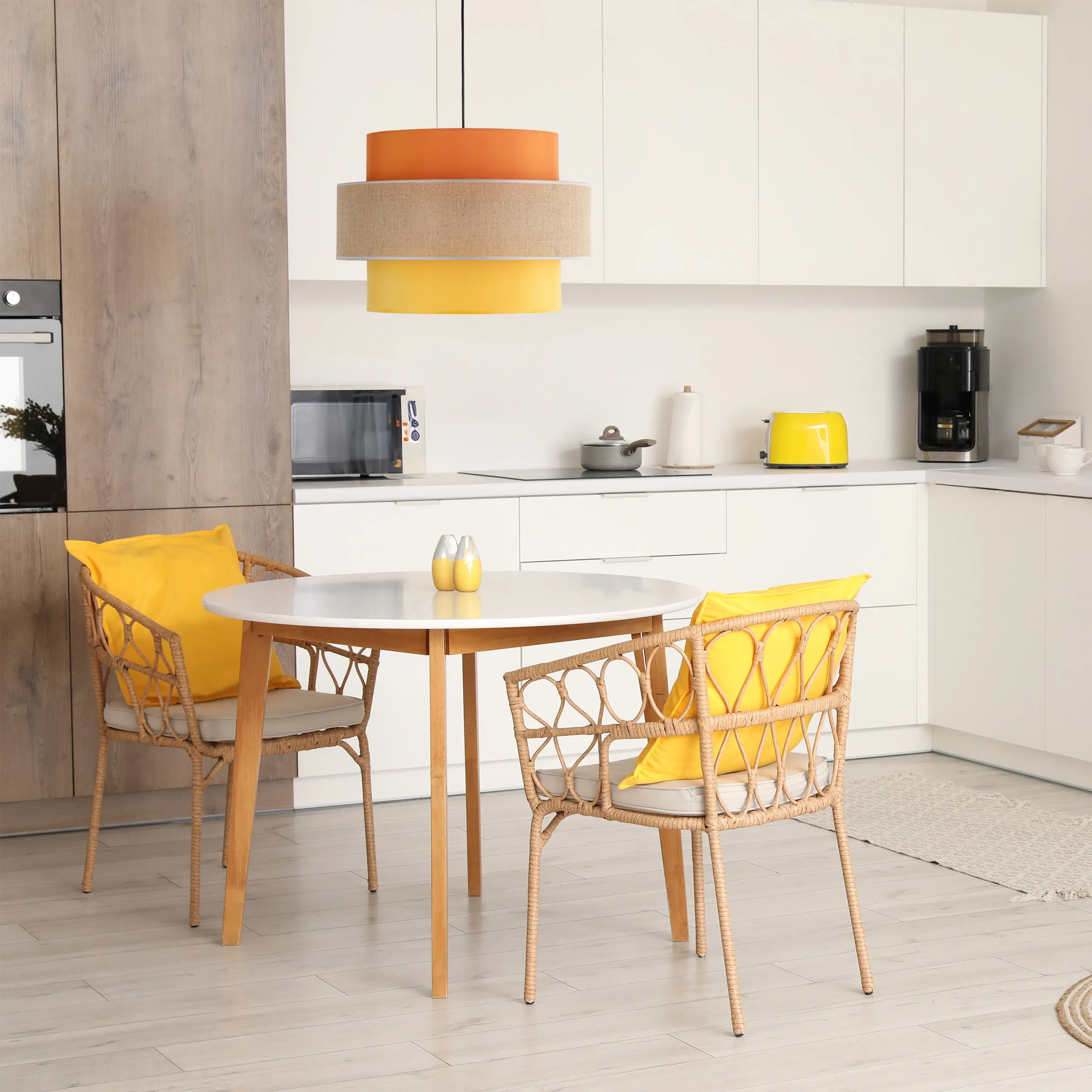 Lampa wisząca TRIO JUTA MIX wielokolorowa brązowa pomarańczowa żółta na czarnej podstawie i przewodzie 160x50cm - TK_2783