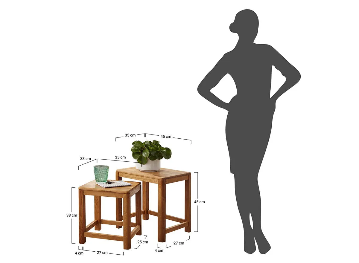 Zestaw stolików kawowych GIALO 45x45 cm, 35x40 cm -naturalny - 2SGIA05