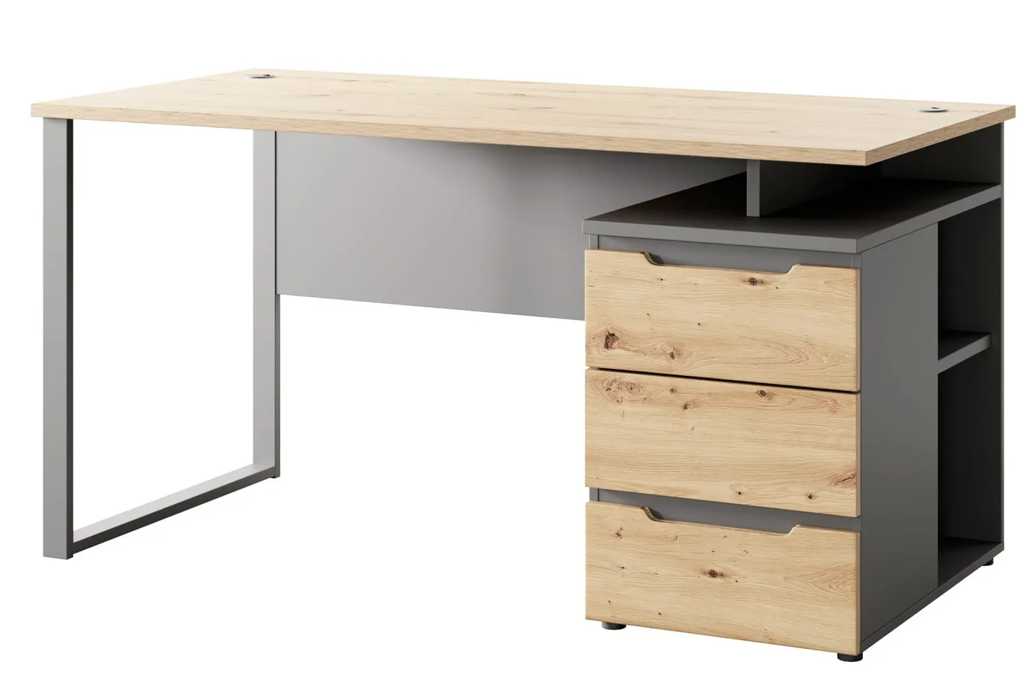 Biurko BREGO 23 z 3 szufladami dąb artisan antracytowy 150x77x73cm Meble, Tabela, Biurko, Szuflada