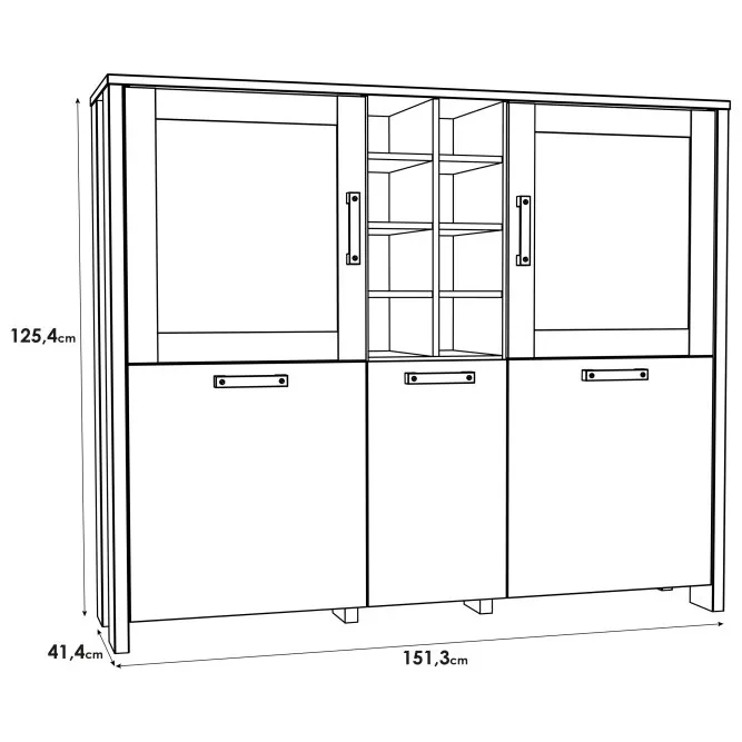 Witryna niska CLIF 5-drzwiowa - old wood vintage, beton