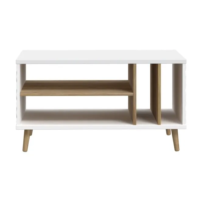 Stolik kawowy AKSANA z półką i przegrodami - dąb mauvella, biały - CFTT5204-M992