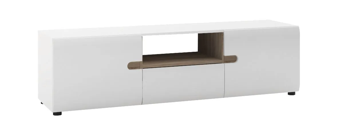 Szafka RTV 2-drzwiowa z 1 szufladą LINATE TYP 50 Biały, Trufla, Biały połysk Szafka RTV 2-drzwiowa z 1 szufladą LINATE TYP 50 Biały, Trufla, Biały połysk