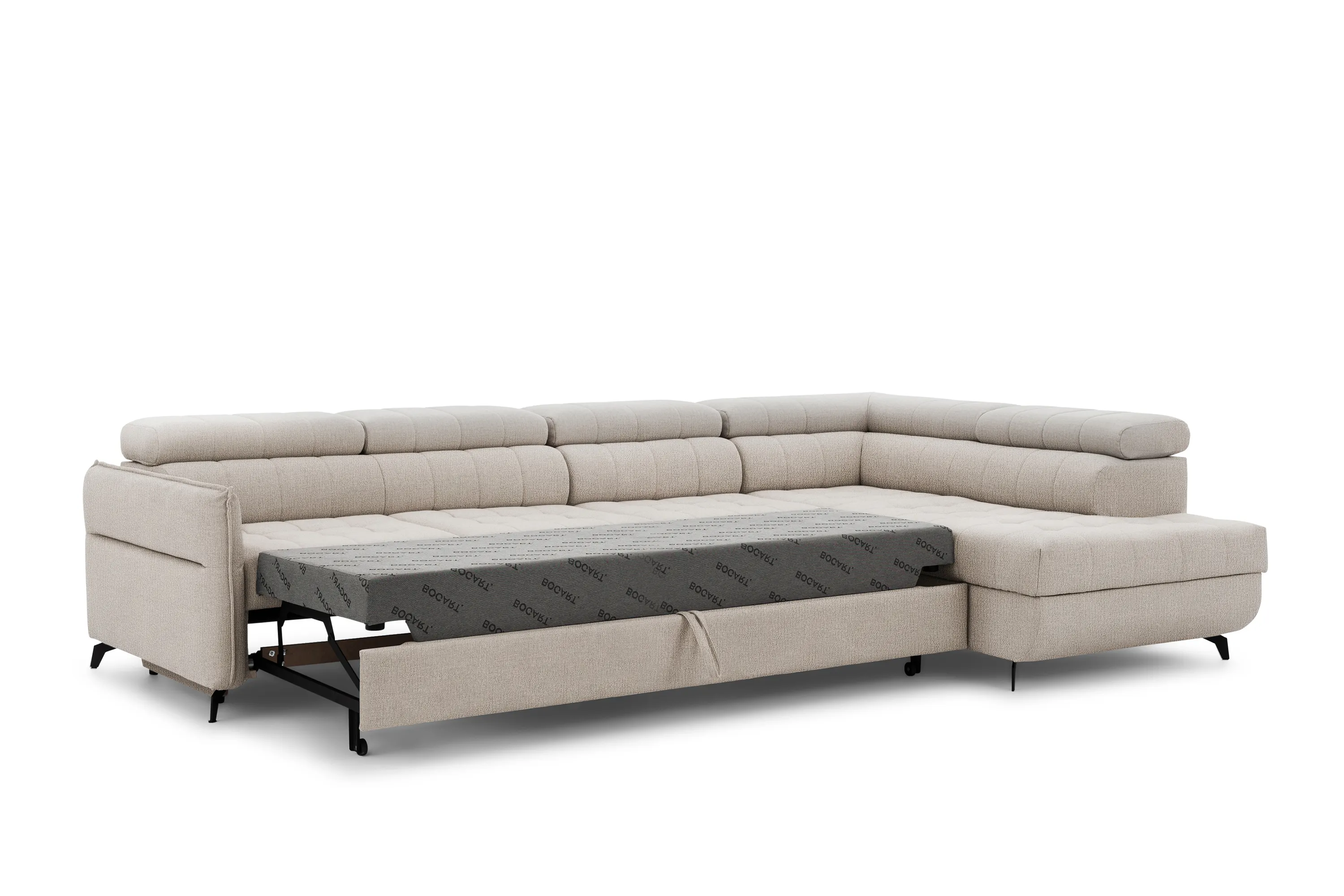 Narożnik prawostronny ELARIAS MAXI regulacja zagłówka i podłokietników tkanina Perfect harmony 07 beżowy - B_168604