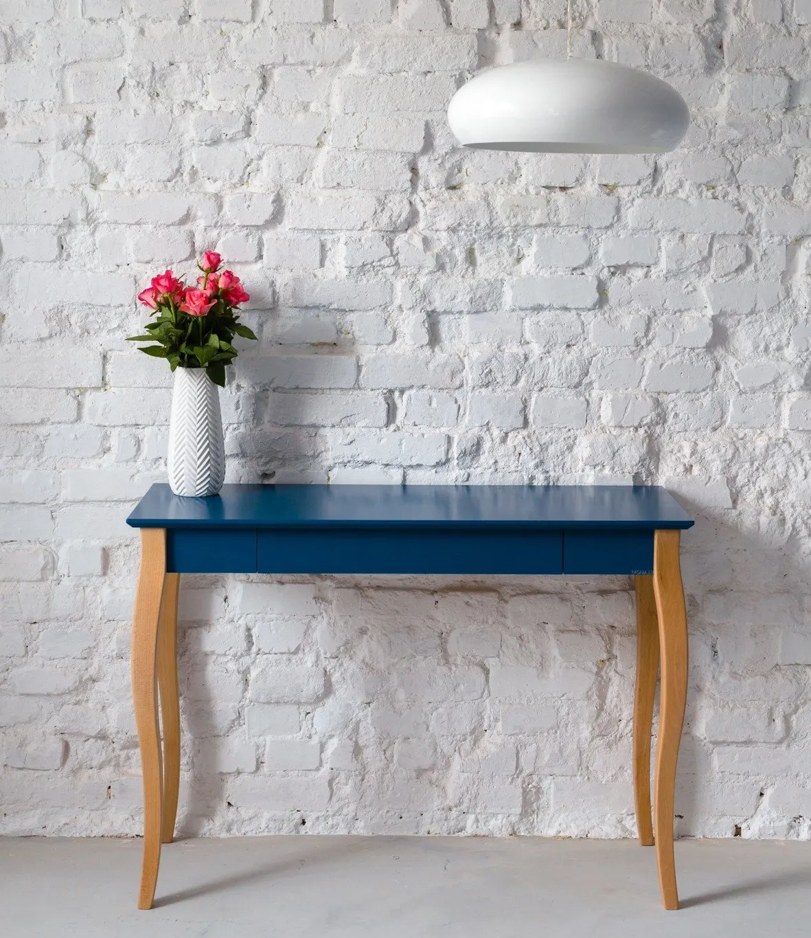 Biurko z szufladą LILLO 85x40 petrol blue blat/drewniane nogi - RAGABAWDLIL214