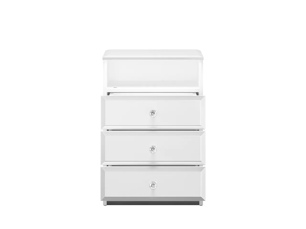Szafka nocna z 3 szufladami i półką GLAMOUR 07 - biały połysk - 1GLAM07-001