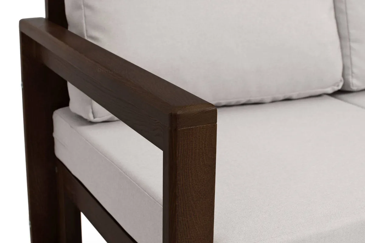 Sofa ogrodowa drewniana 2-osobowa MALTA szary/ciemny brąz - FE5906948115682