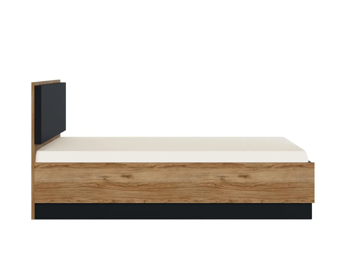 BROLO BROZ03 ŁÓŻKO 160 DĄB DĄB CATANIA /CZARNA PERŁA/MDF BIAŁY HG - 6000000011783