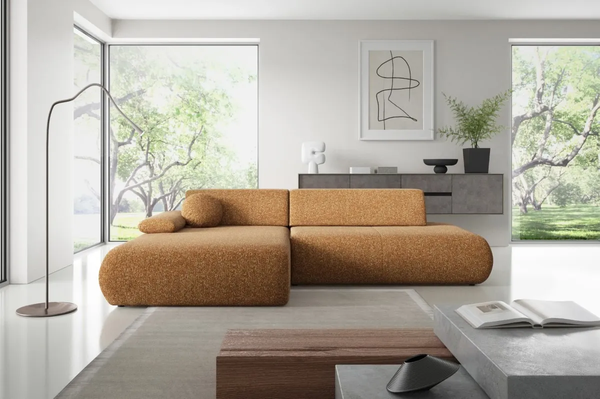 Narożnik rozkładany z pojemnikiem PUENTE 286 cm lewostronny rdzawy - PUENTE_NAR_PUENTE52_L