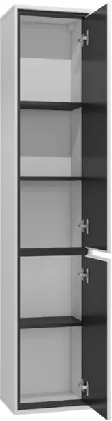 Szafka wysoka wisząca IRVINE 2-drzwiowa - biały połysk, czarny - 309WNP07