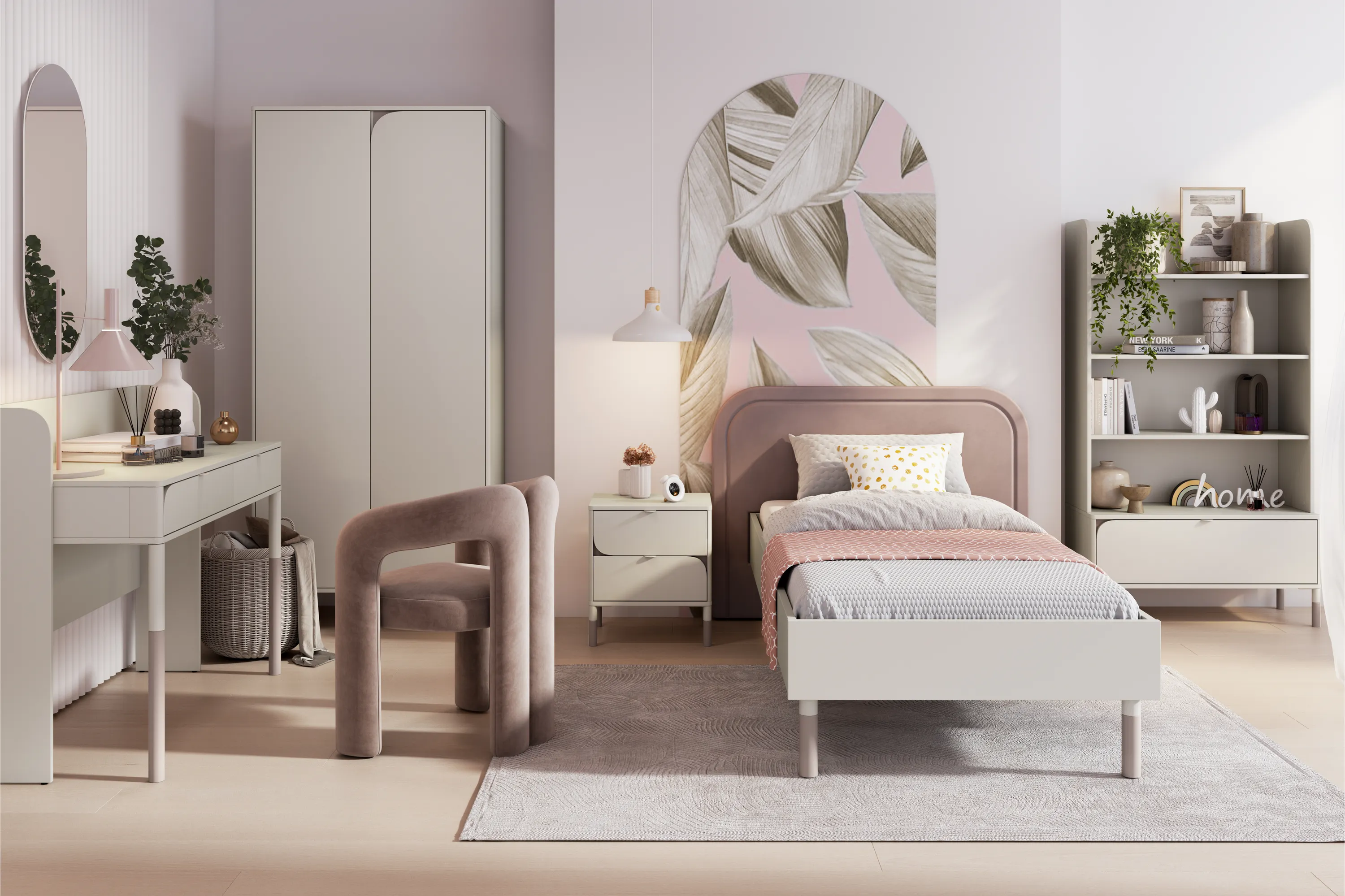 Łóżko ze stelażem Harmony HR-08 90x200 kaszmir - HR8KT