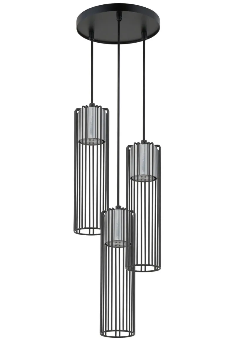 Lampa wisząca FOBIA 3 czarno-srebrna