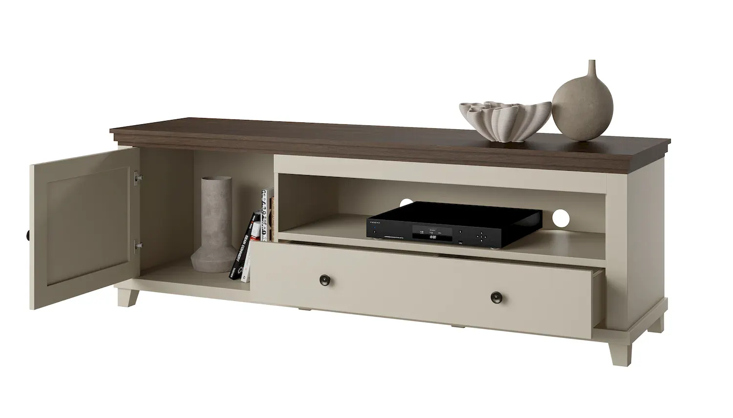 Szafka RTV 1-drzwiowa z 1 szufladą EVORA WM beż jasny dąb dunin - 24D1JU40