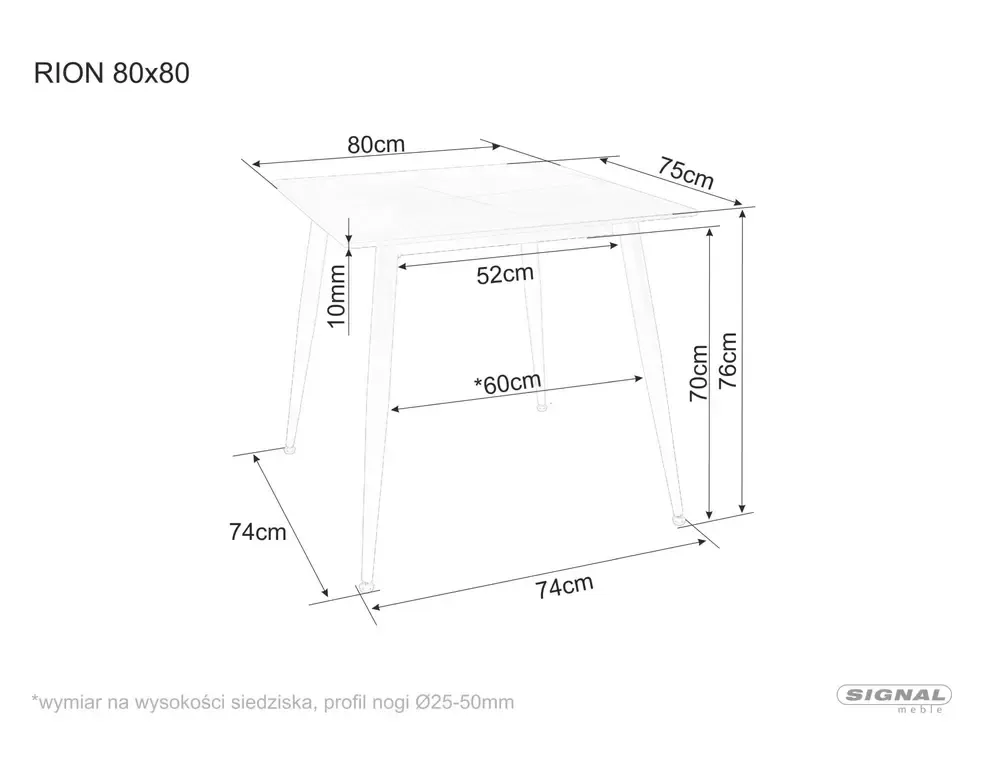 Stół jadalniany ceramiczny RION 80x80 biało-czarny - RIONBC80