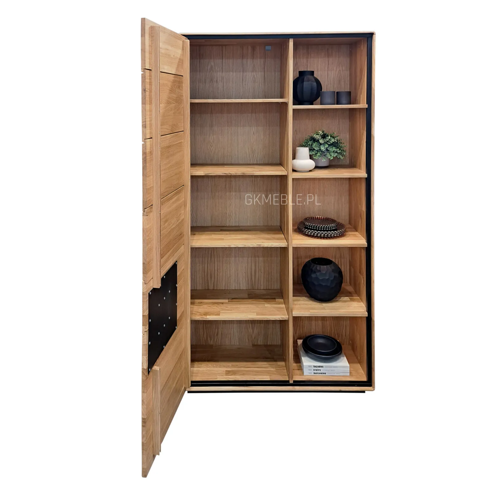Regał dębowy MELLOW 100x203 zamykany z półkami - GK_103625103