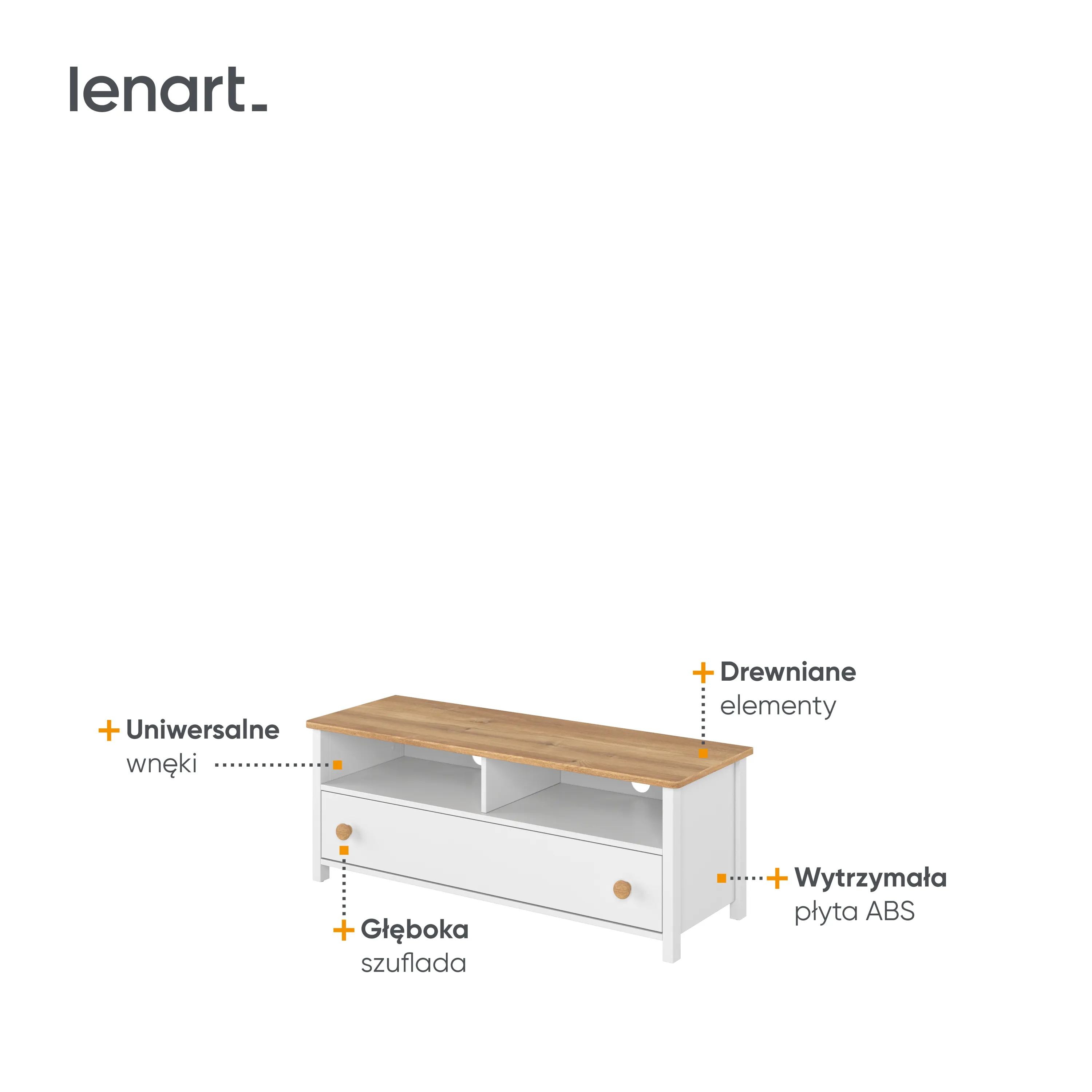 Szafka RTV z szufladą Story SO-13 - szafka rtv 1s - biały/dąb nash - SO13BDN