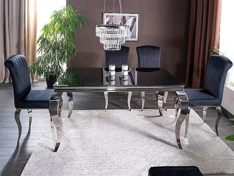 Stół jadalniany ceramiczny PRINCE CERAMIC 90x150 czarny blat/chrom Signal — zdjęcie 8