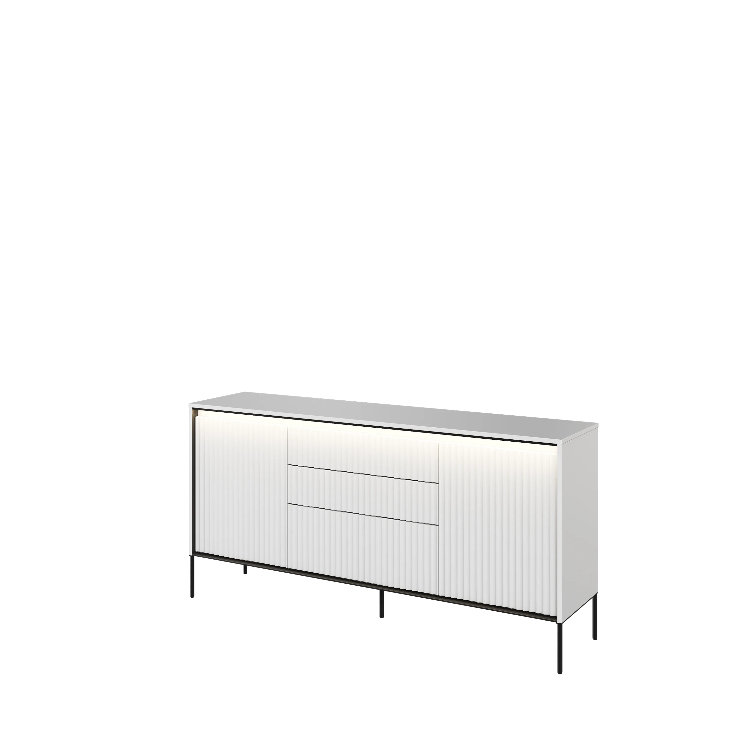 Komoda z oświetleniem TREND TR-01 2D3S ryflowana biały/czarny - TR1BIC-V2