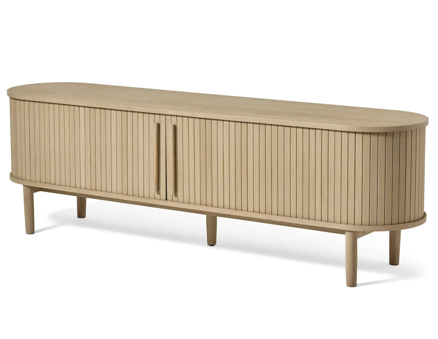 Szafka RTV 2-drzwiowa META 180 cm z lamelami dąb biały