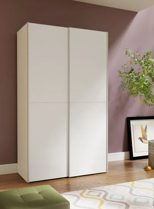 Szafa 2-drzwiowa OZZULA drążek i półki drzwi przesuwne 120cm biała — zdjęcie 3