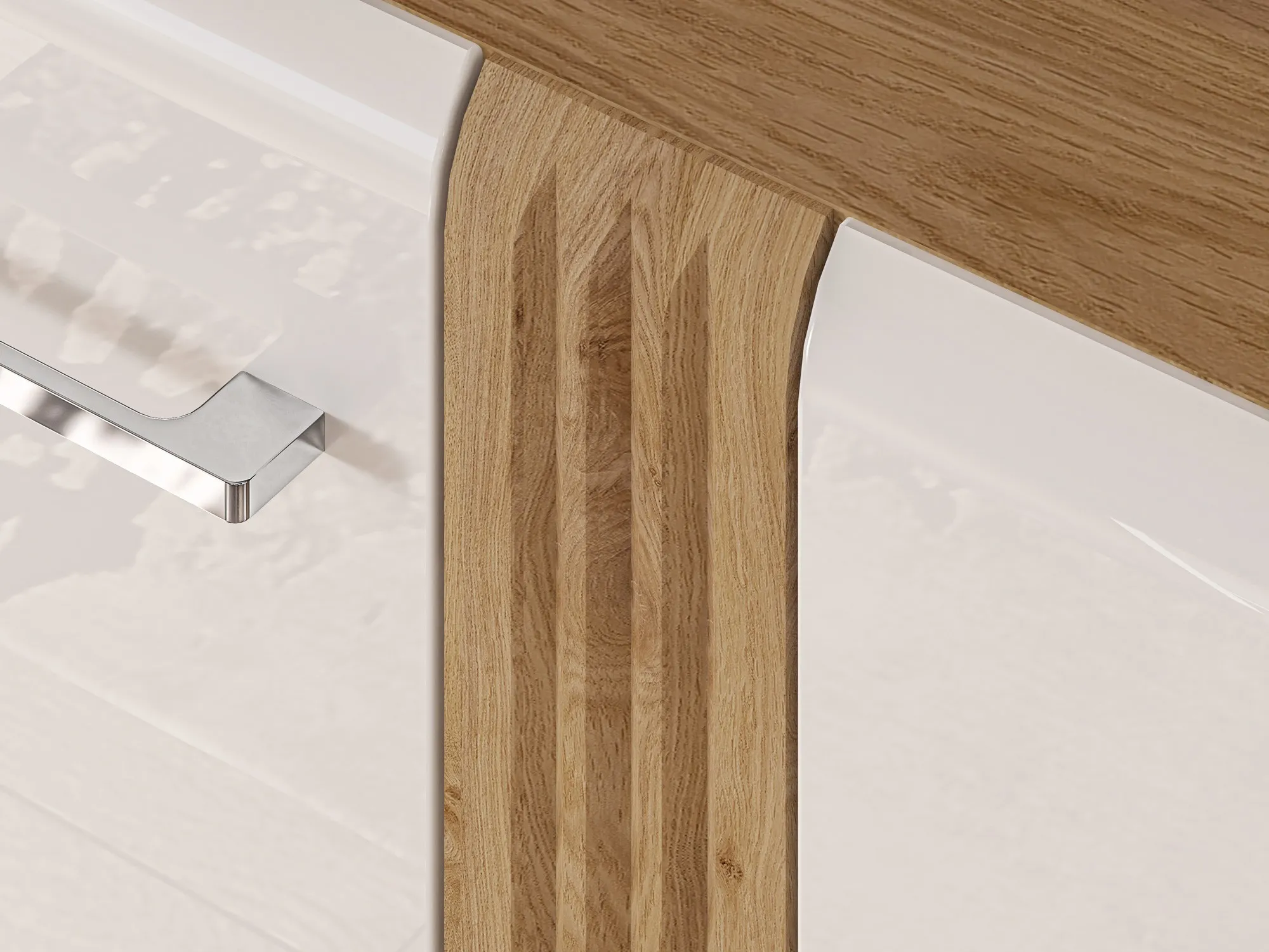 Komoda 2-drzwiowa z 4 szufladami ADAGIO 06 dąb castello, biały połysk - 1ADAG06-001