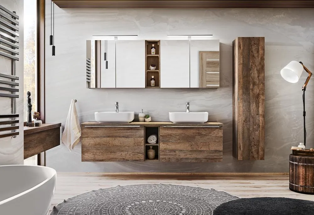 Regał łazienkowy górny SANTA FE dębowy postarzany 65x20x15cm - SANTA_FE_OAK_83-01-A