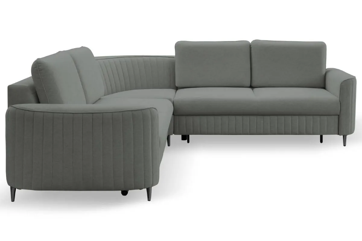 Narożnik rozkładany z pojemnikiem LAREN CASTEL 251 cm lewy szary czarne nóżki - LAREN_NAR_CASTEL93_L_CZ