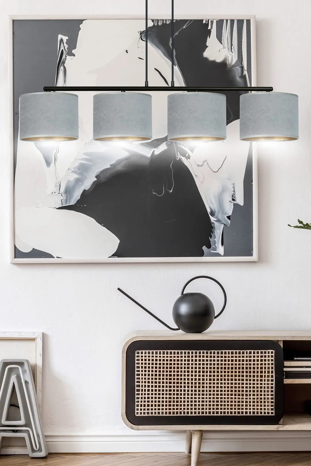 Lampa wisząca HILDE 4 czarny szary — zdjęcie 6