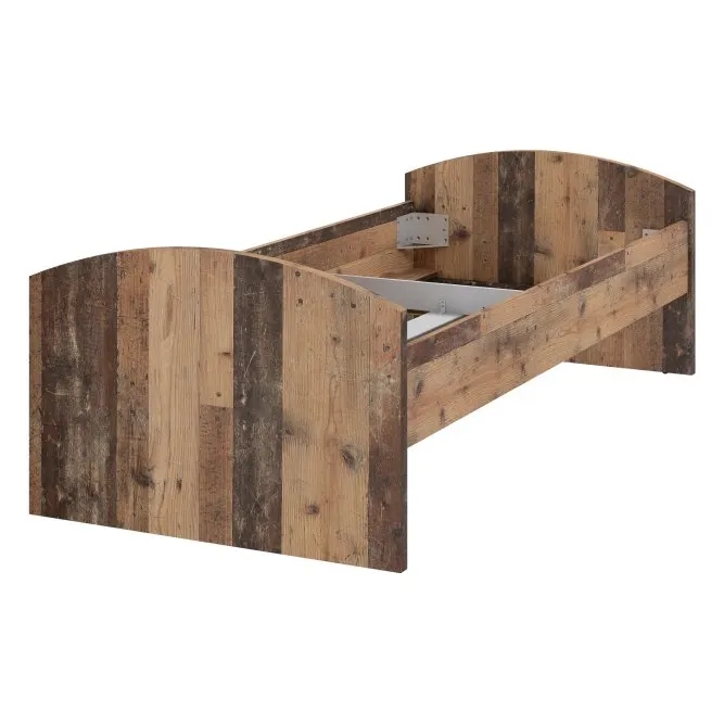 Łóżko z szufladami i wnęką CLIF 90X200 -old wood vintage, beton - WNL09-C943