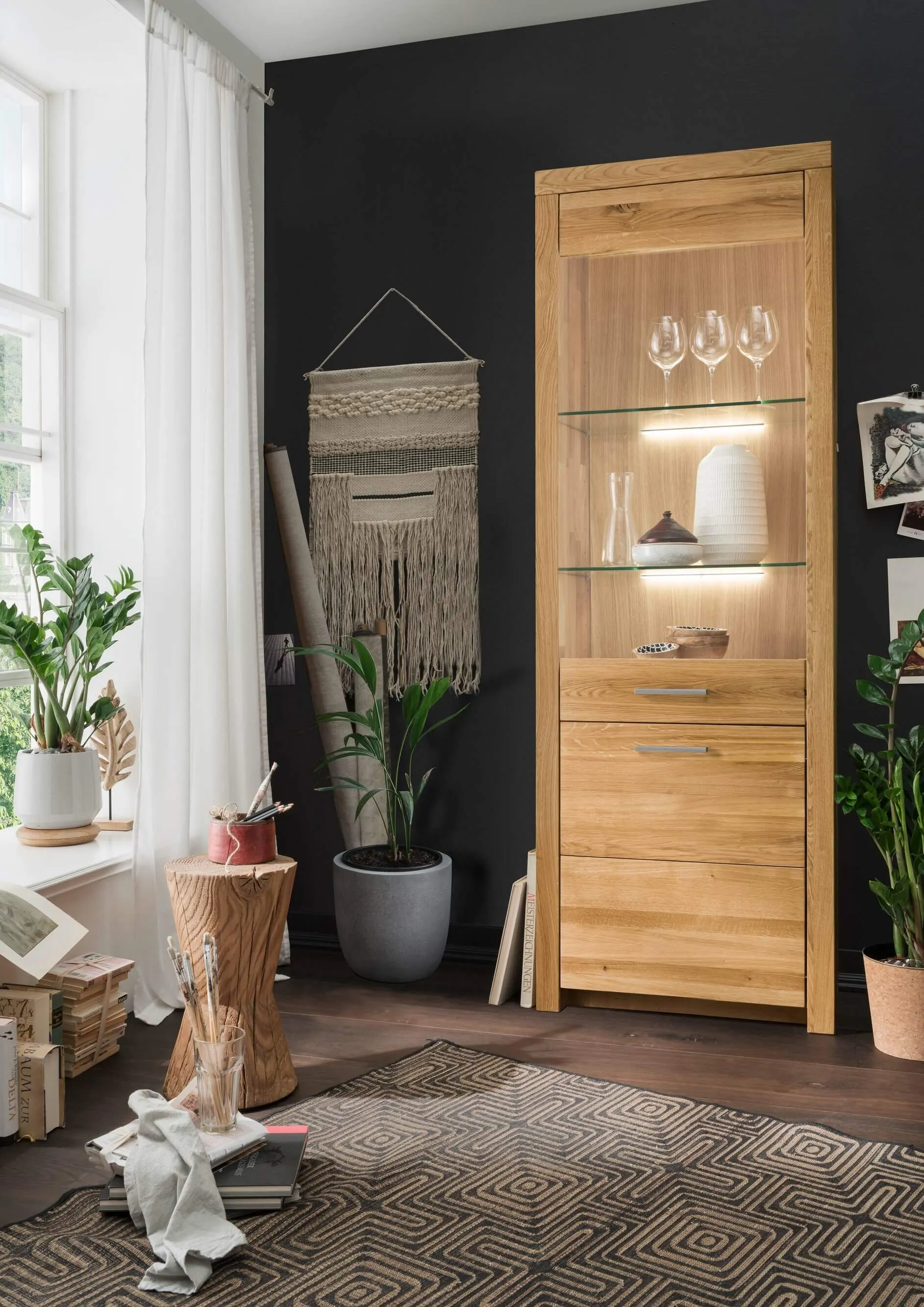 Witryna dębowa szklana DOVE 65x204 - GK_1031690101