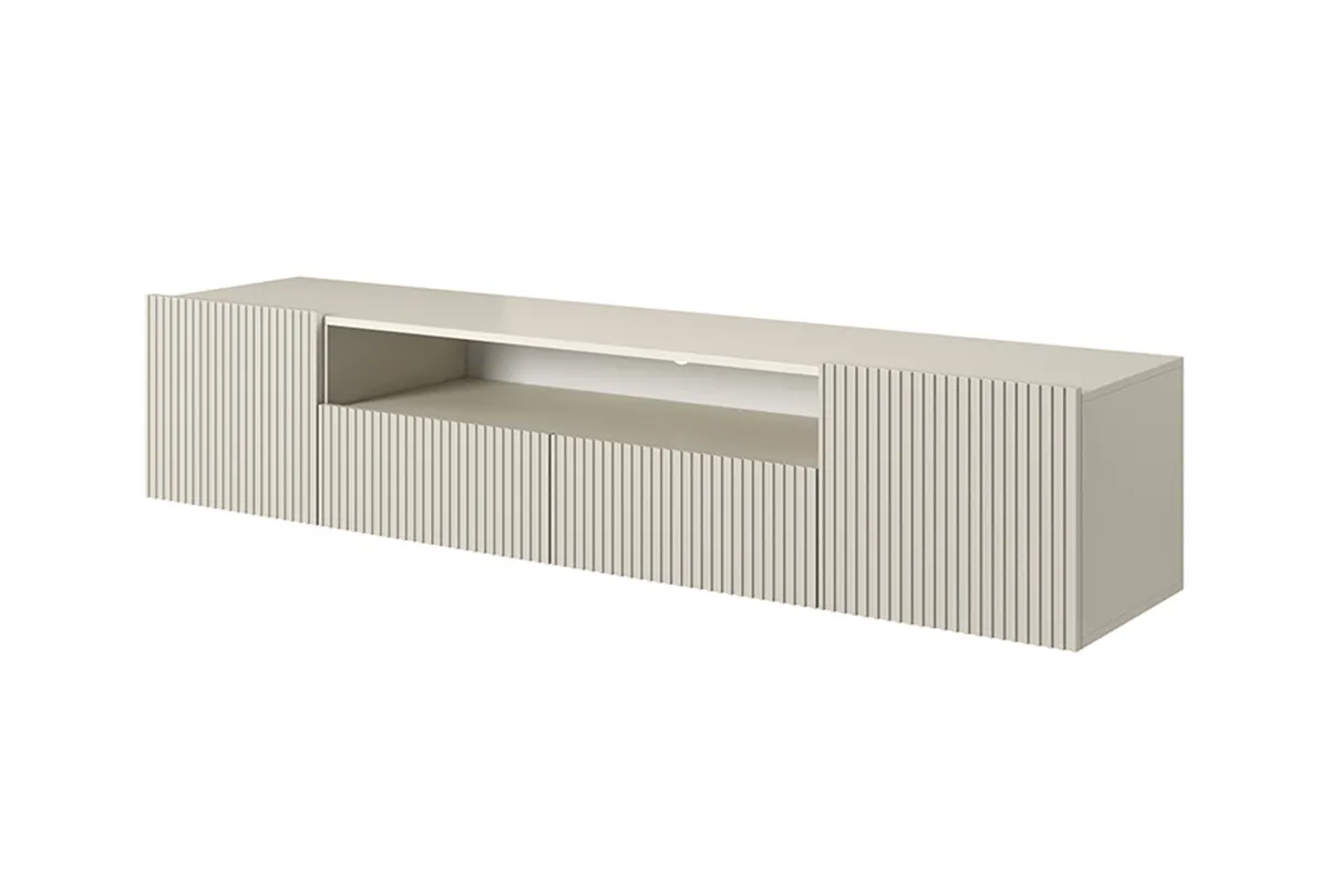 Szafka RTV NICOLE 200 z wnęką i szufladami - kremowa - wisząca