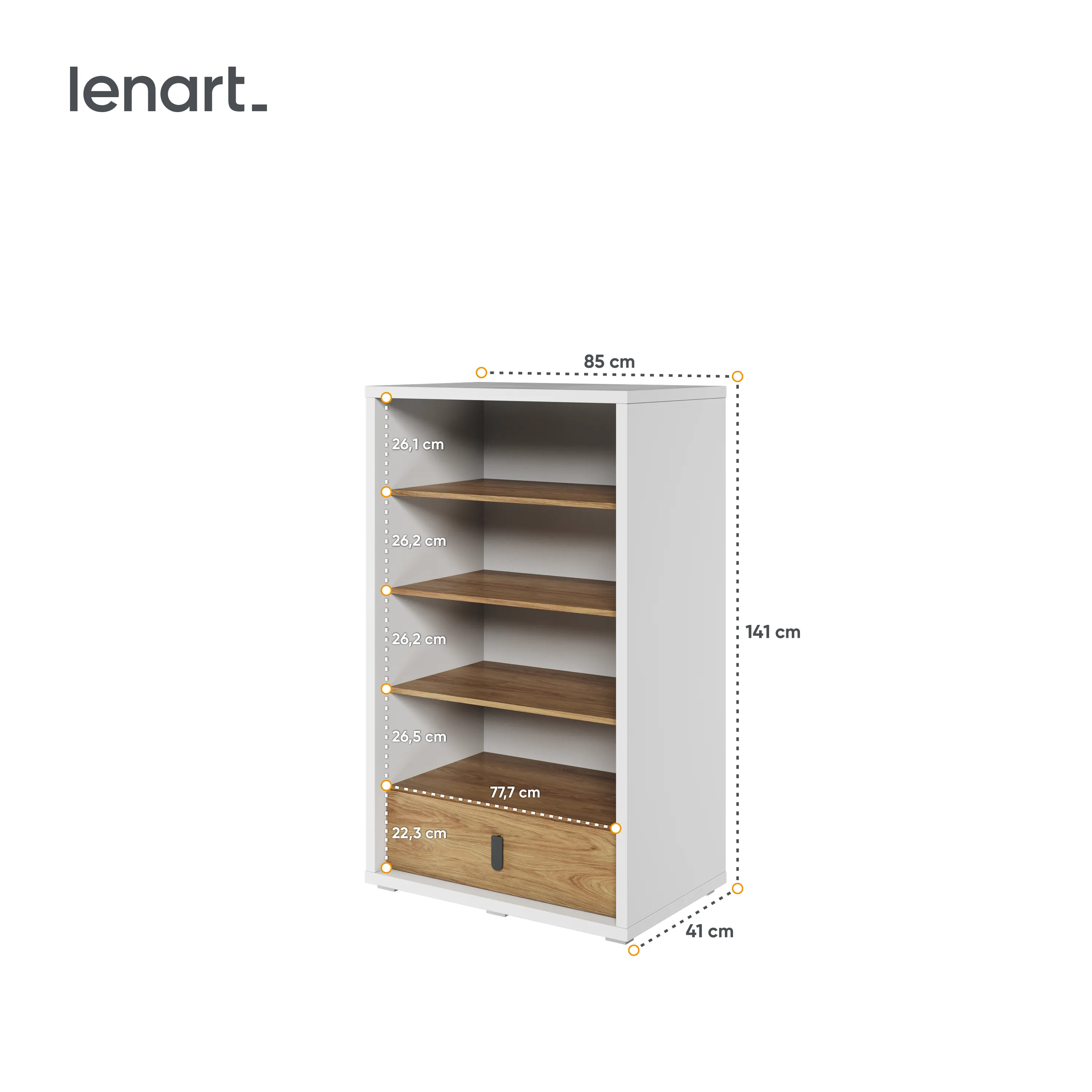 Niski regał Simi MS-10 85cm biały - MS10BH