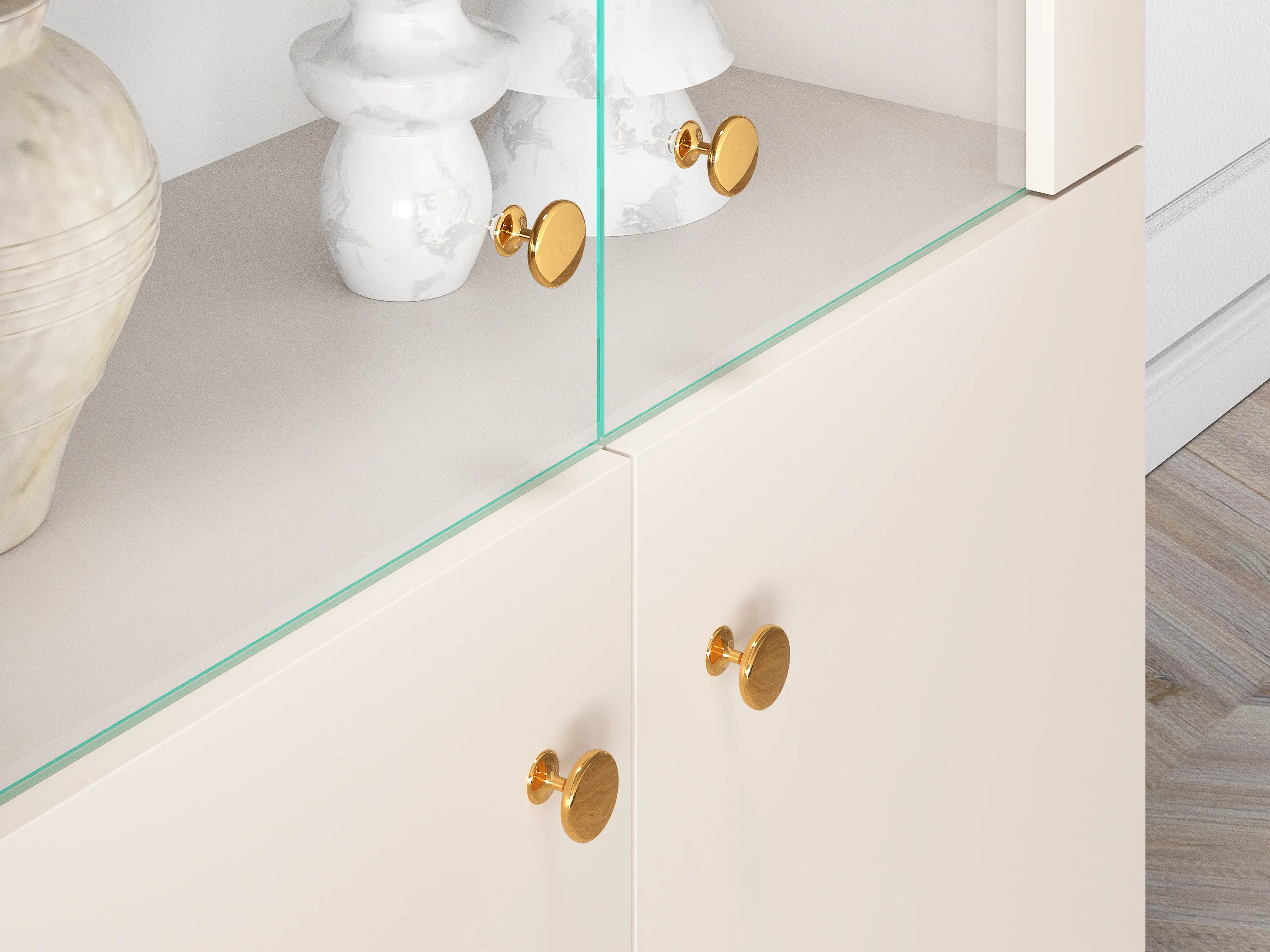 Witryna 4-drzwiowa SELGIN 02 kaszmirowy, złoty - 1SELG02-001