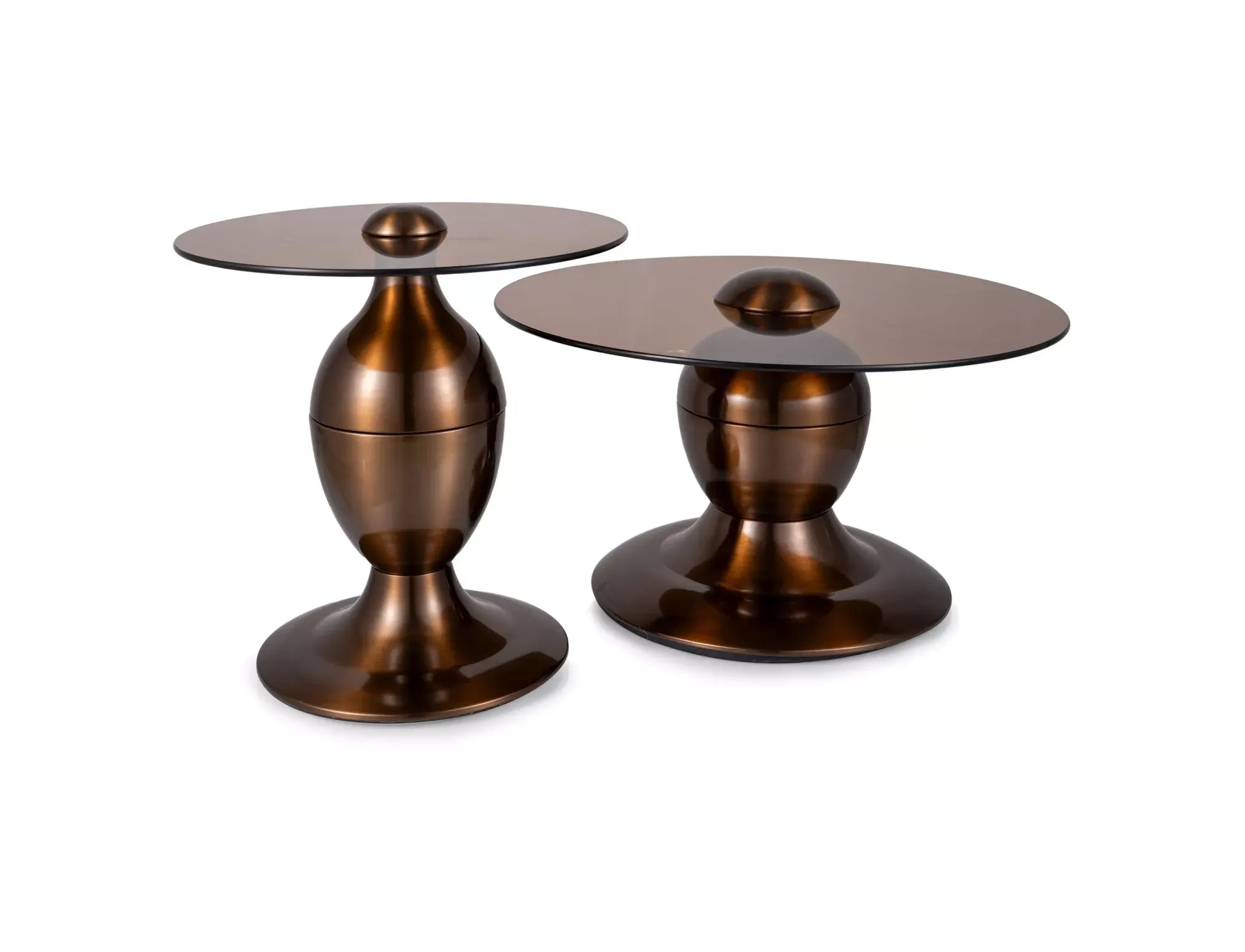 Stoliki kawowe CASSIE 2 sztuki transparentny brąz/miedziany