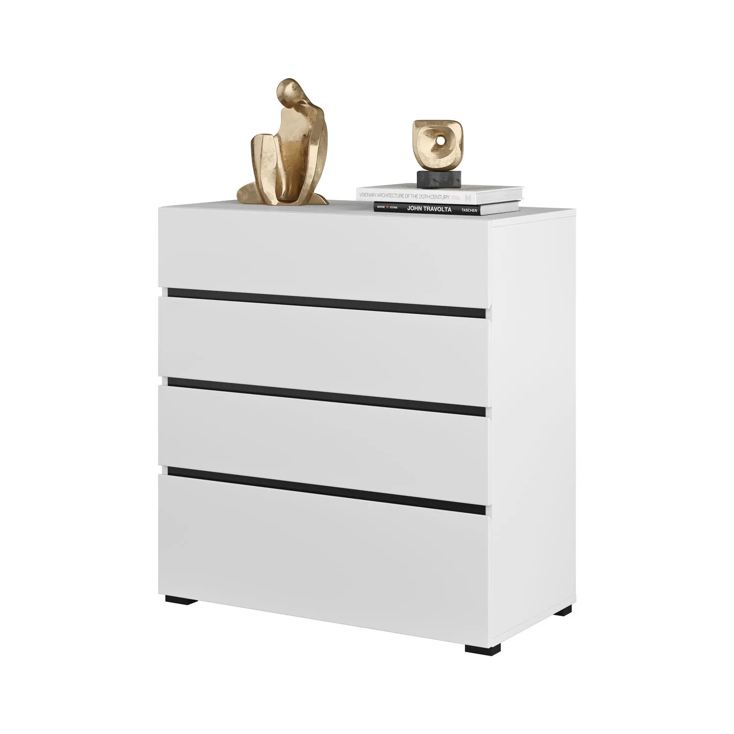 Komoda z 4 szufladami CROSS S 28 biały czarny - 249WMY28