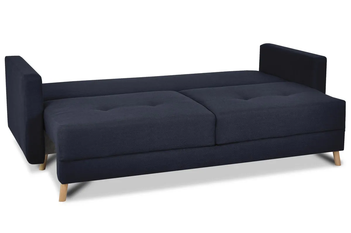 Sofa rozkładana z pojemnikiem SCANDI 218 cm granatowa pikowana - SCANDINEW-AUSTIN15DARKBLUE