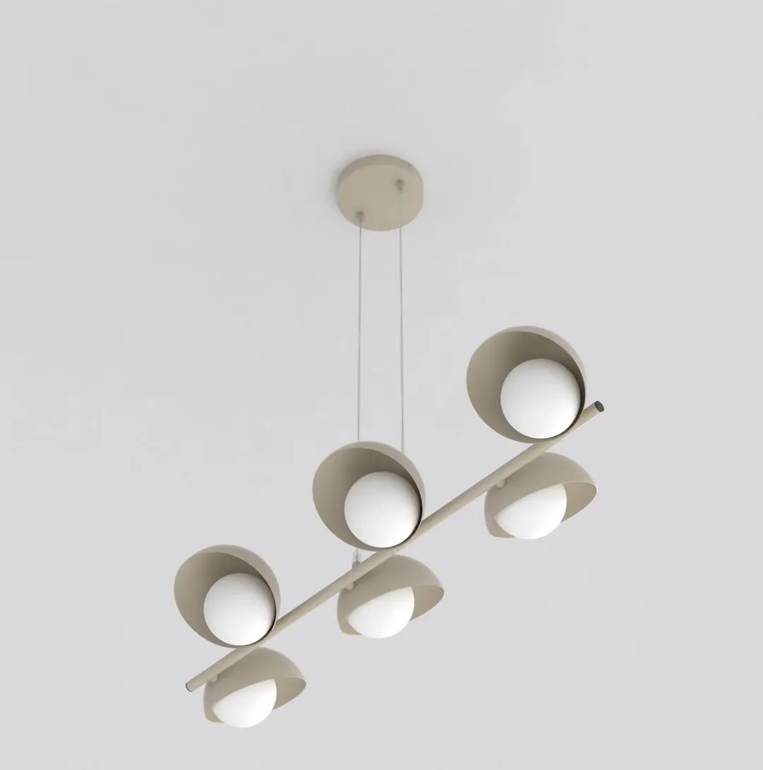 Lampa wisząca metalowa BOOM 6 beżowa - 1590/6