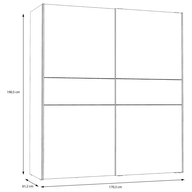 Szafa 2-drzwiowa CLIF drzwi przesuwne z panelem 170 cm, old wood vintage, beton - W3NS823E5-C754