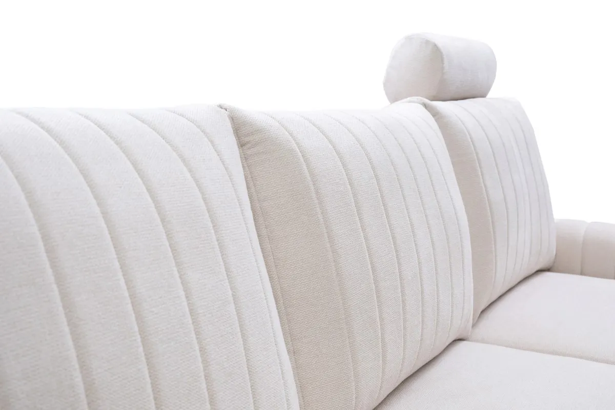 Narożnik rozkładany z pojemnikiem MONACO LOFT 251 cm prawy kremowy